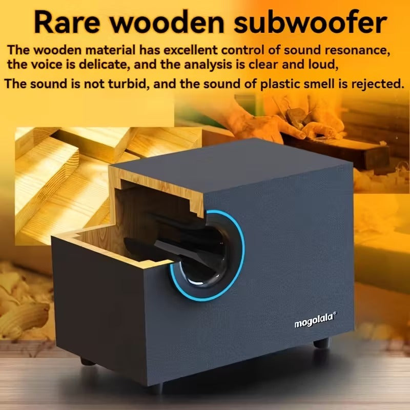 NNETM Wooden Computer Speaker with Bass-1