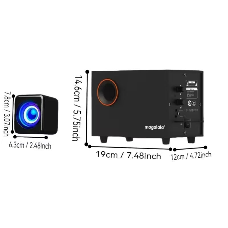 NNETM Wooden Computer Speaker with Bass-4